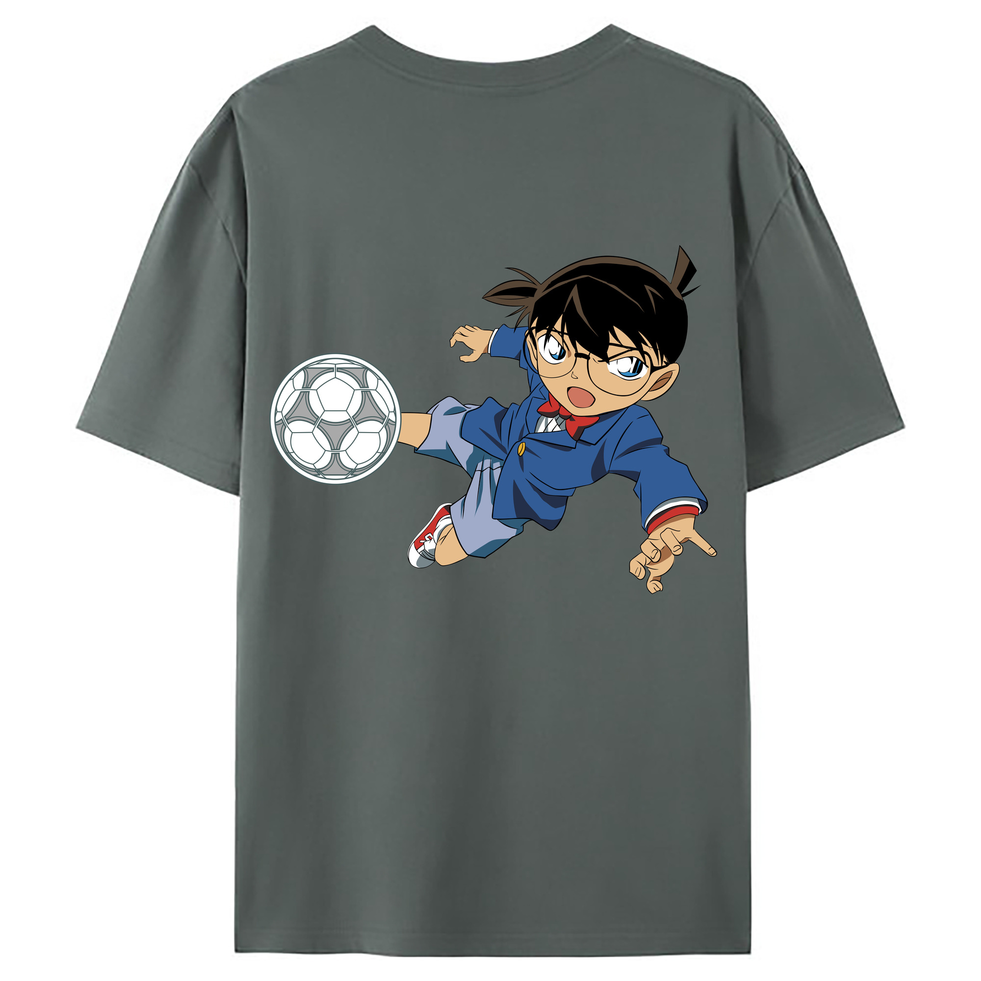 （画像用） 名探偵コナン 江戸川 コナン Detective Conan Conan Edogawa 綿100％ メンズ半袖Tシャツ（バックプリント） 通気性